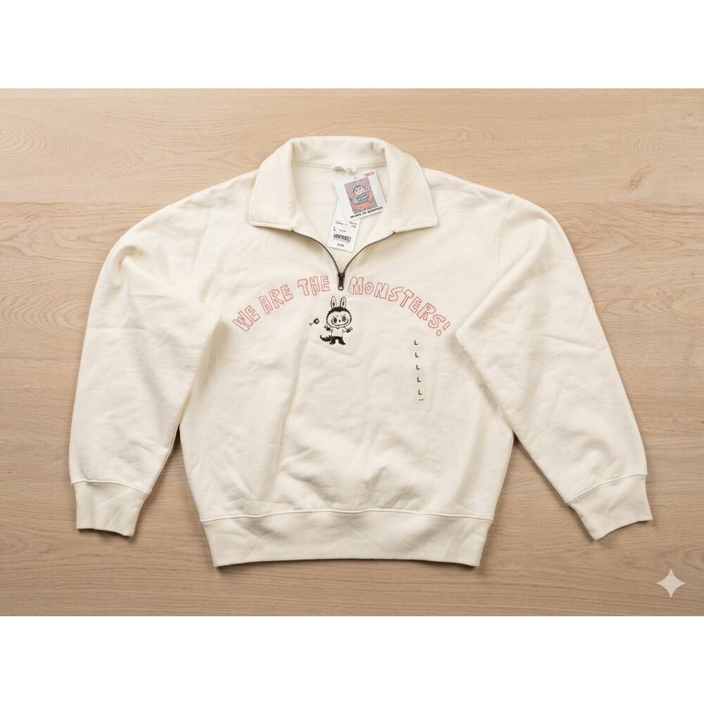 [NWT] Uniqlo x POP MART Labubu "The Monsters" Half-Zip Sweatshirt - Cream Size L